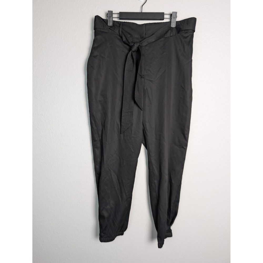 Antonio Melani Pants Womens 12 Black Jogger Tapered Cuffed Pull On Lyocell